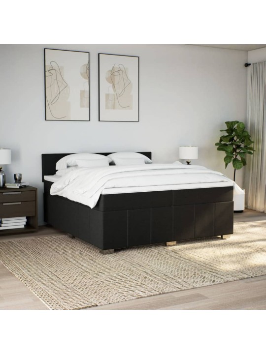 Box spring postel s matrací černá 200x200 cm textil