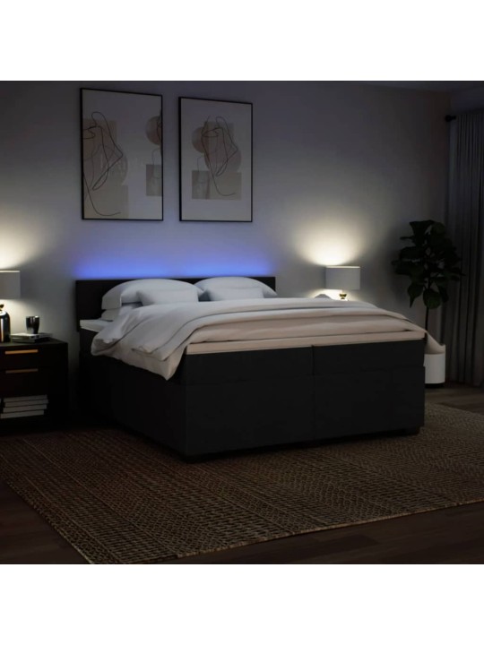 Box spring postel s matrací černá 200x200 cm textil