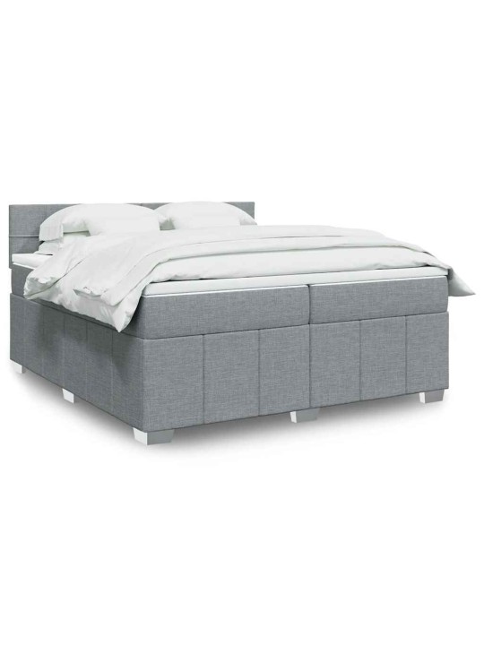 Box spring postel s matrací světle šedá 200 x 200 cm textil