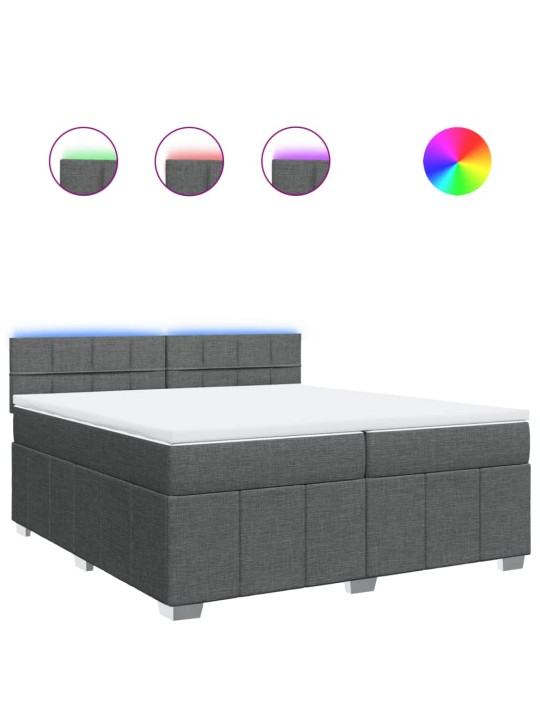 Box spring postel s matrací tmavě šedá 200x200 cm textil