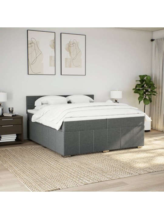 Box spring postel s matrací tmavě šedá 200x200 cm textil