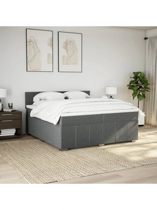 Box spring postel s matrací tmavě šedá 200x200 cm textil
