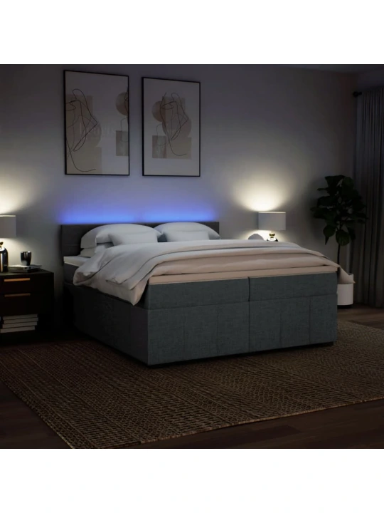 Box spring postel s matrací tmavě šedá 200x200 cm textil
