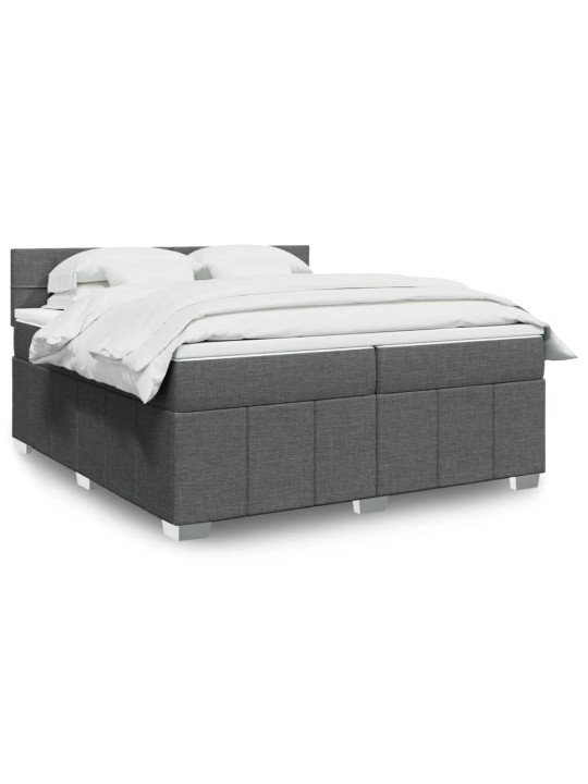 Box spring postel s matrací tmavě šedá 200x200 cm textil