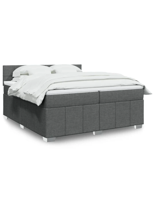 Box spring postel s matrací tmavě šedá 200x200 cm textil