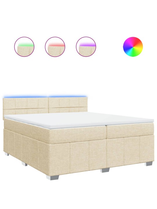 Box spring postel s matrací krémová 200x200 cm textil