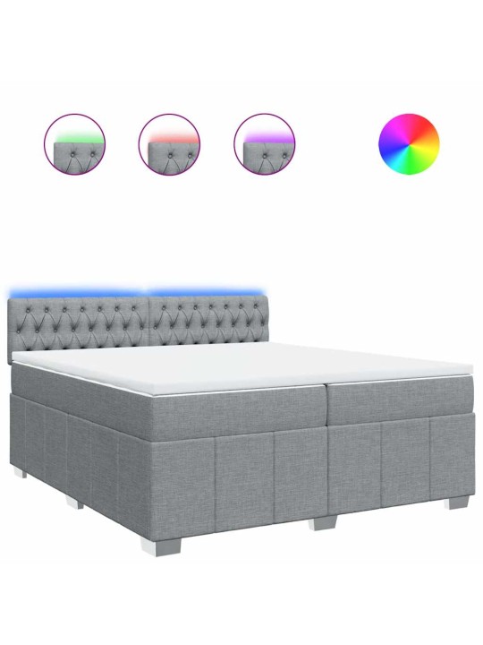 Box spring postel s matrací světle šedá 200 x 200 cm textil