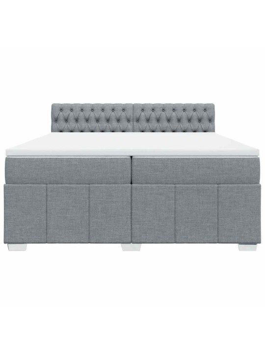 Box spring postel s matrací světle šedá 200 x 200 cm textil