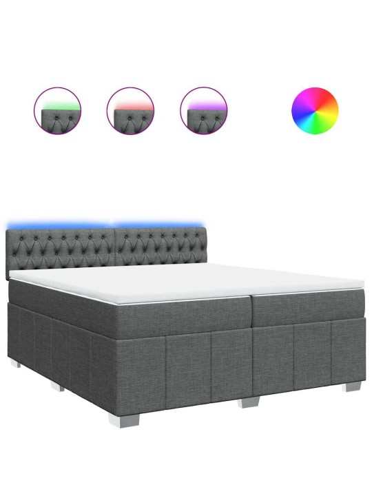 Box spring postel s matrací tmavě šedá 200x200 cm textil
