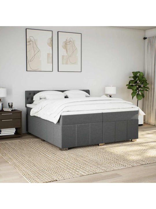 Box spring postel s matrací tmavě šedá 200x200 cm textil