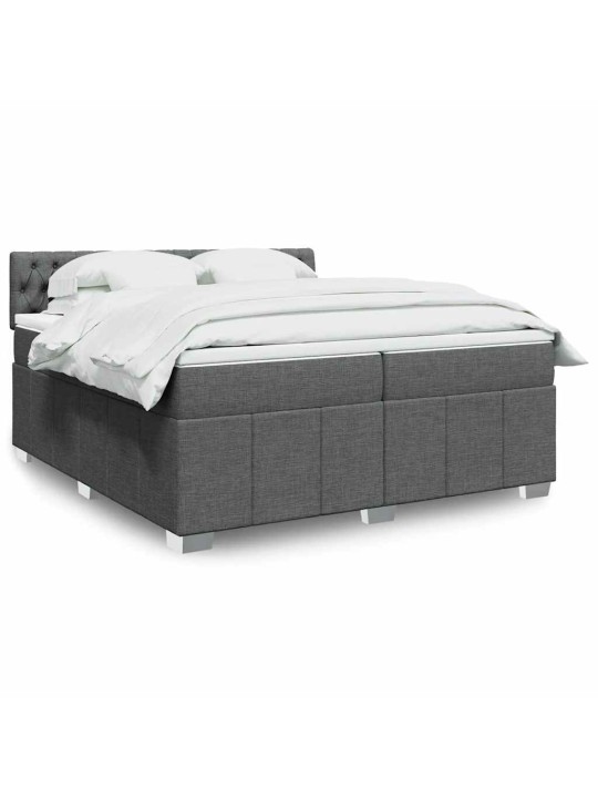 Box spring postel s matrací tmavě šedá 200x200 cm textil