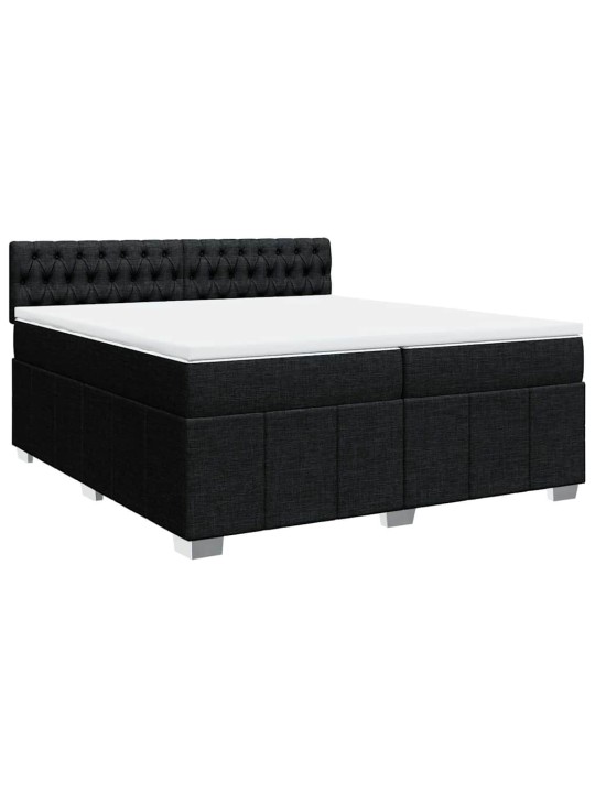 Box spring postel s matrací černá 200x200 cm textil