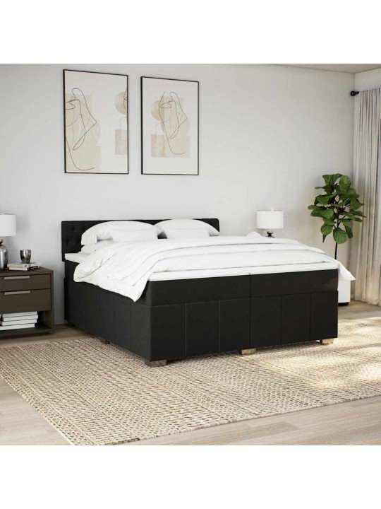 Box spring postel s matrací černá 200x200 cm textil