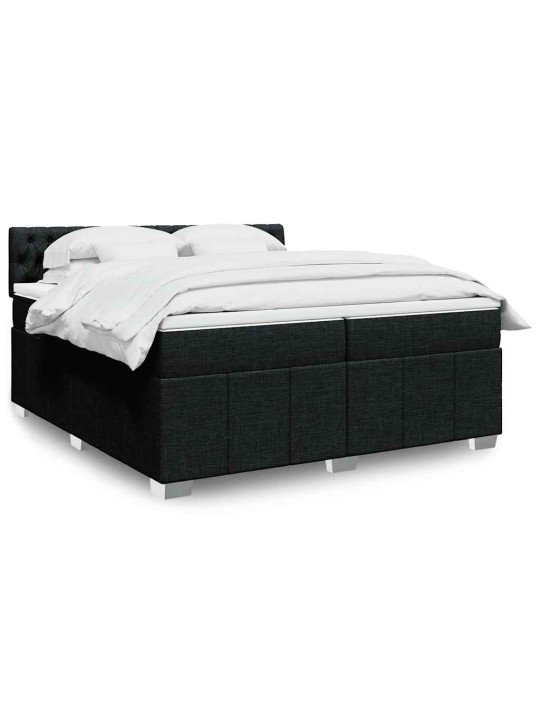 Box spring postel s matrací černá 200x200 cm textil