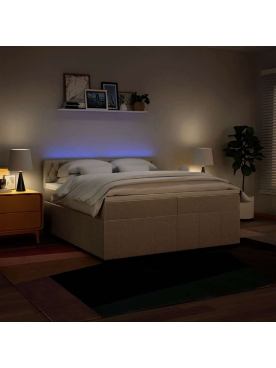 Box spring postel s matrací krémová 200x200 cm textil