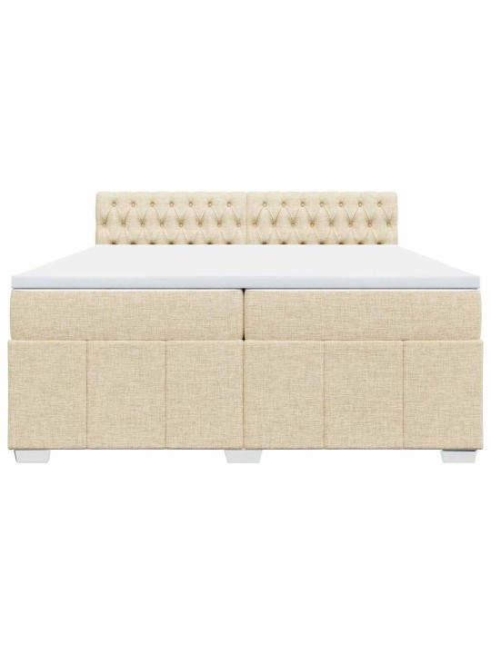 Box spring postel s matrací krémová 200x200 cm textil