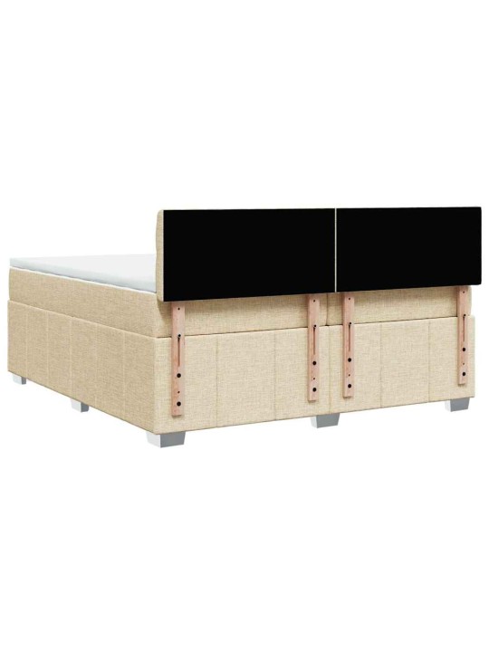 Box spring postel s matrací krémová 200x200 cm textil