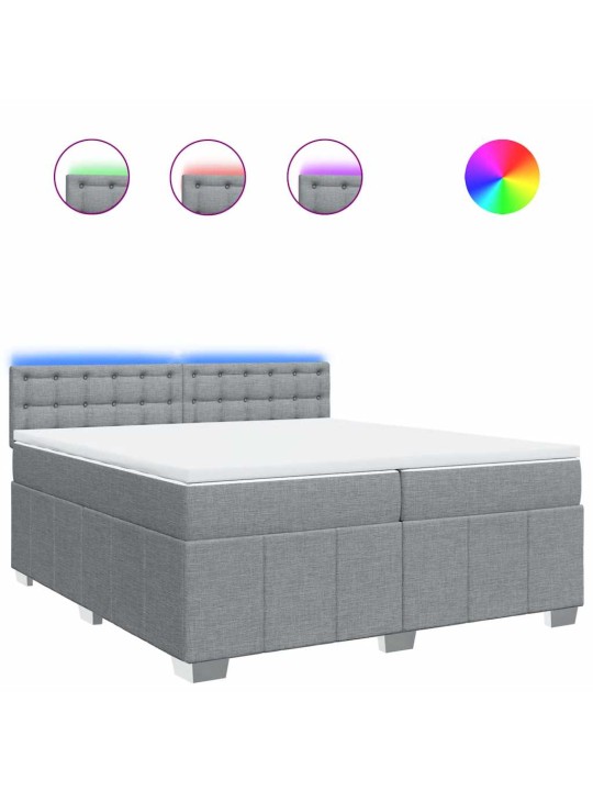 Box spring postel s matrací světle šedá 200 x 200 cm textil
