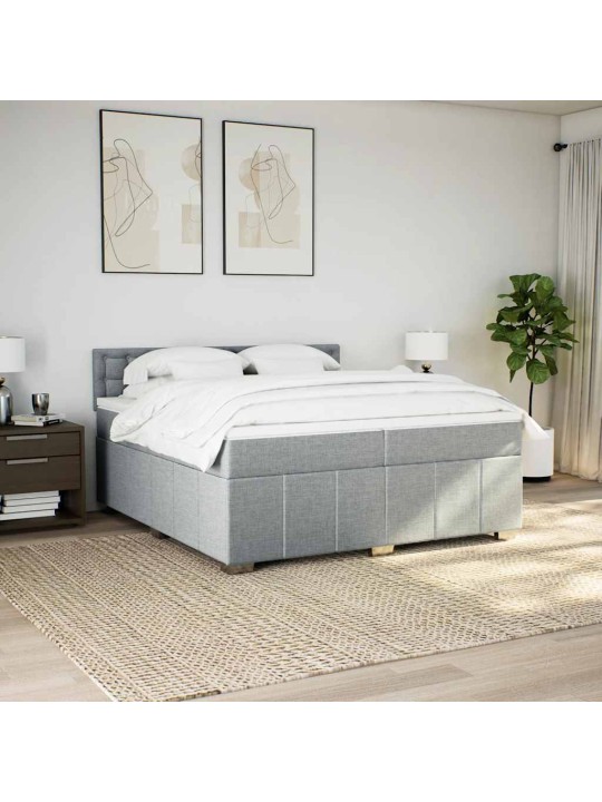 Box spring postel s matrací světle šedá 200 x 200 cm textil