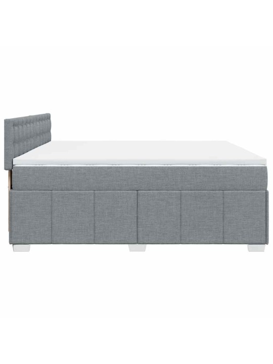 Box spring postel s matrací světle šedá 200 x 200 cm textil
