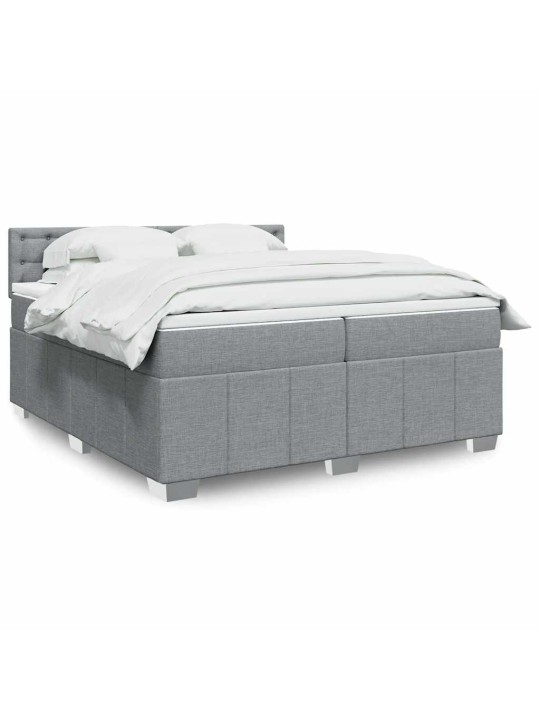 Box spring postel s matrací světle šedá 200 x 200 cm textil