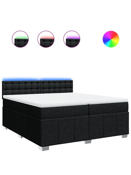 Box spring postel s matrací černá 200x200 cm textil