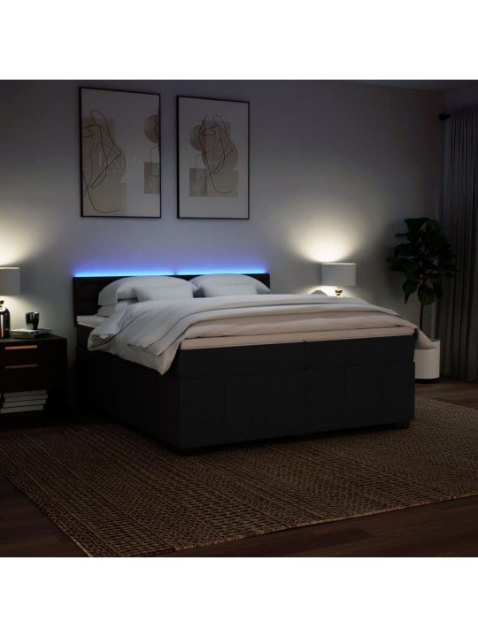 Box spring postel s matrací černá 200x200 cm textil