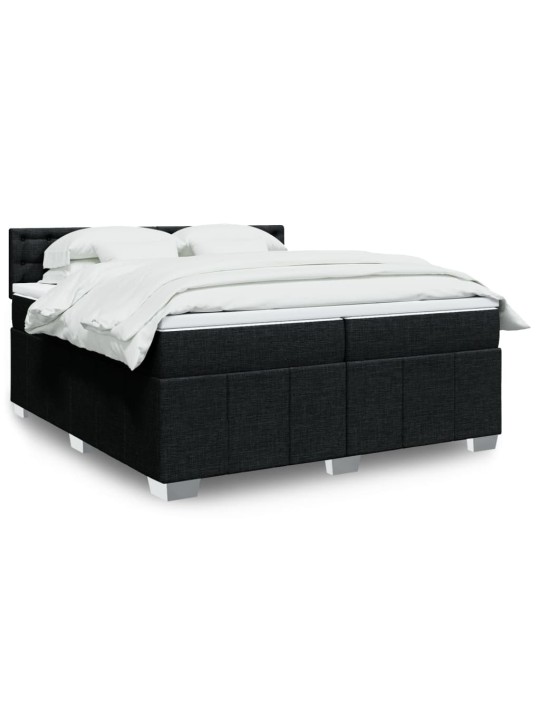 Box spring postel s matrací černá 200x200 cm textil