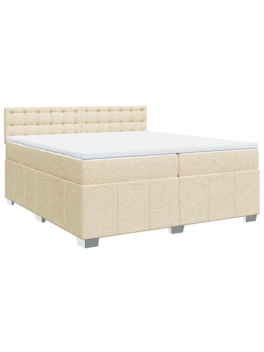 Box spring postel s matrací krémová 200x200 cm textil