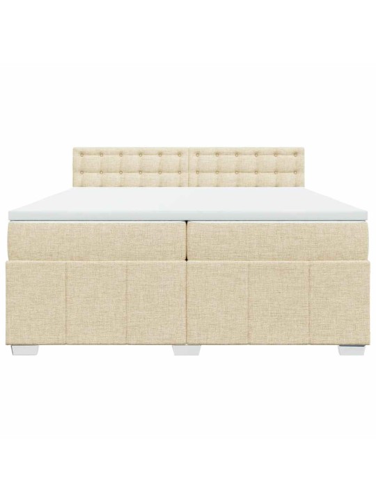 Box spring postel s matrací krémová 200x200 cm textil