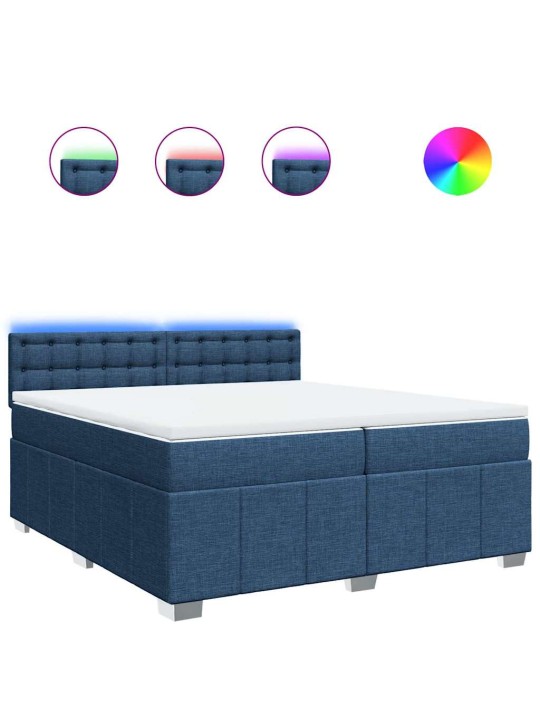 Box spring postel s matrací modrá 200x200 cm textil
