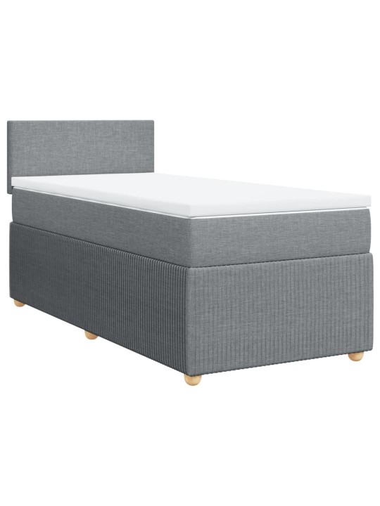 Box spring postel s matrací světle šedá 80 x 200 cm textil