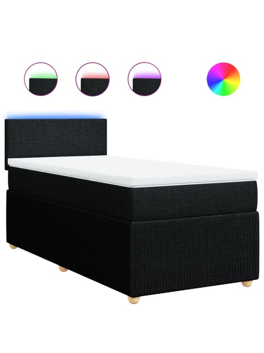 Box spring postel s matrací černá 80 x 200 cm textil
