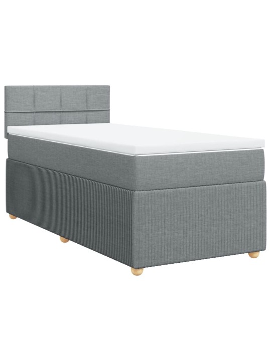 Box spring postel s matrací světle šedá 80 x 200 cm textil