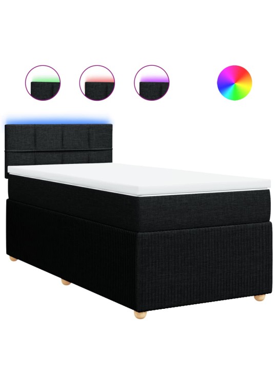 Box spring postel s matrací černá 80 x 200 cm textil