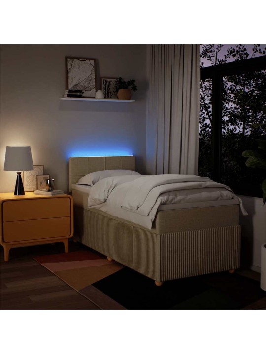 Box spring postel s matrací krémová 80 x 200 cm textil