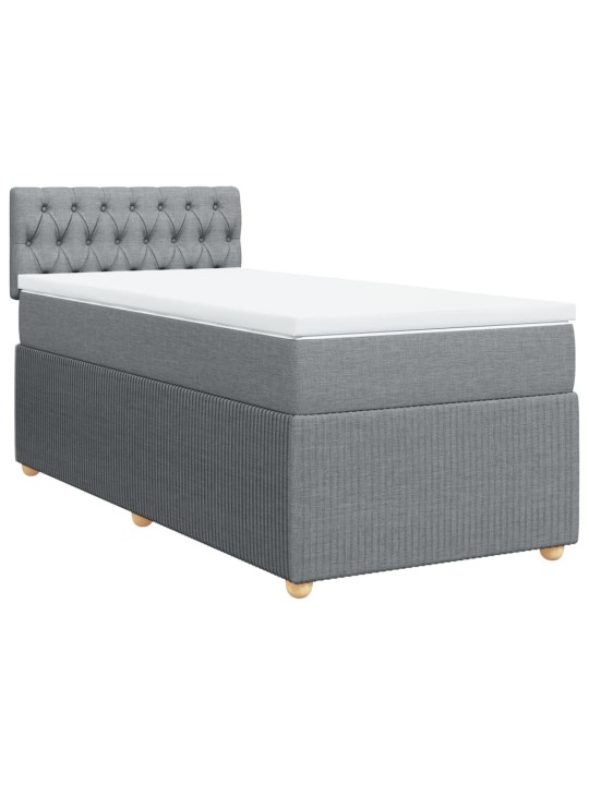 Box spring postel s matrací světle šedá 80 x 200 cm textil