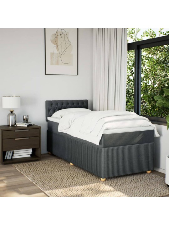 Box spring postel s matrací tmavě šedá 80 x 200 cm textil