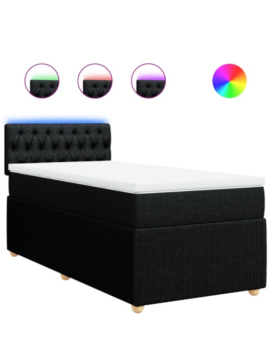 Box spring postel s matrací černá 80 x 200 cm textil