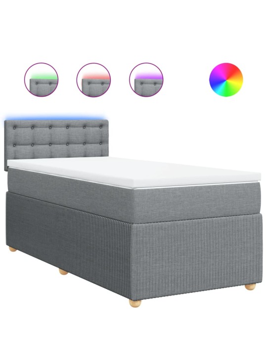 Box spring postel s matrací světle šedá 80 x 200 cm textil