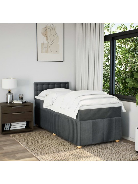 Box spring postel s matrací tmavě šedá 80 x 200 cm textil