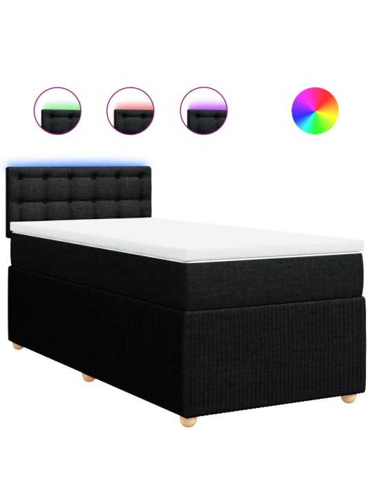 Box spring postel s matrací černá 80 x 200 cm textil