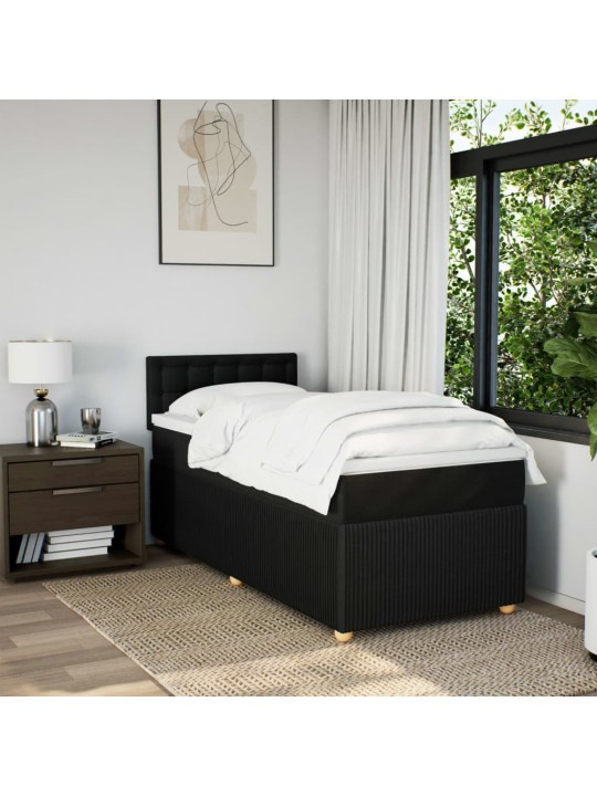 Box spring postel s matrací černá 80 x 200 cm textil