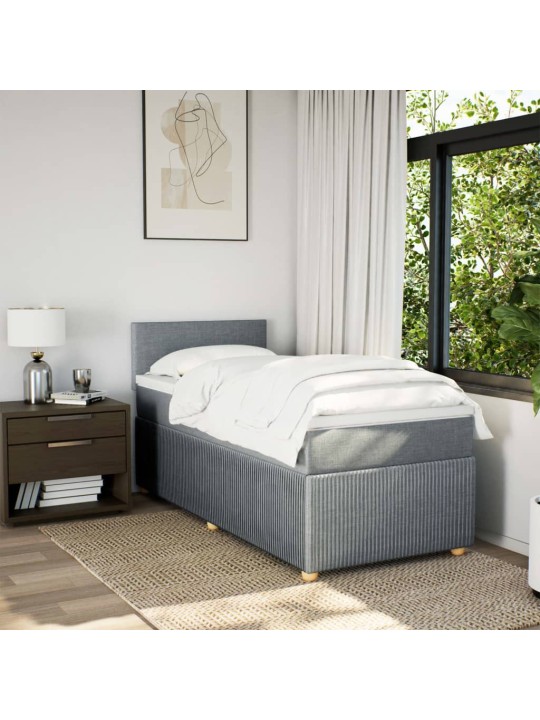 Box spring postel s matrací světle šedá 90x190 cm textil