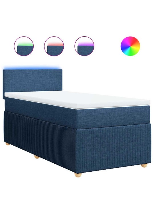 Box spring postel s matrací modrá 90x190 cm textil