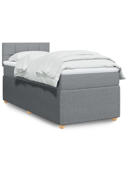 Box spring postel s matrací světle šedá 90x190 cm textil