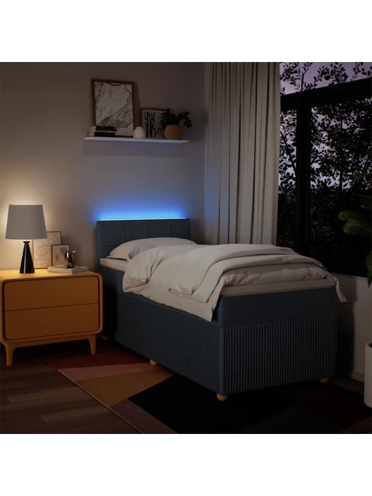 Box spring postel s matrací modrá 90x190 cm textil