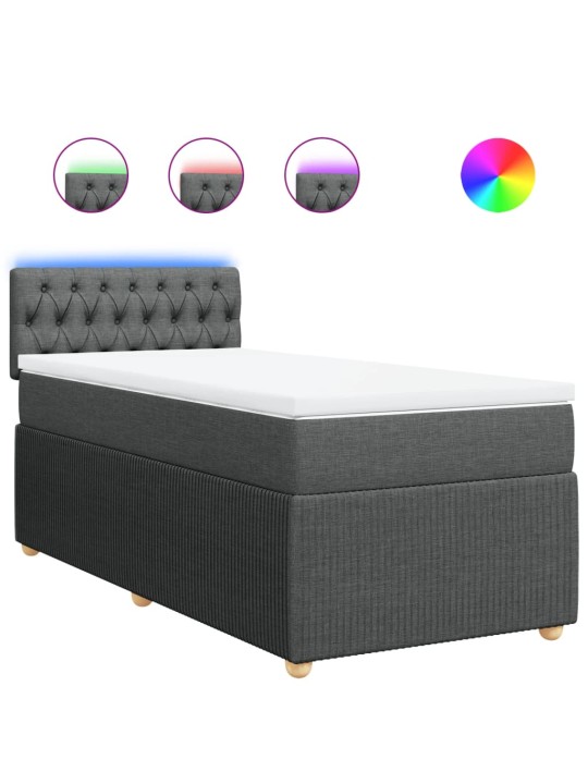 Box spring postel s matrací tmavě šedá 90x190 cm textil