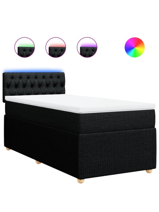 Box spring postel s matrací černá 90x190 cm textil