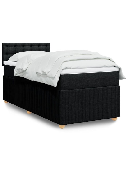 Box spring postel s matrací černá 90x190 cm textil
